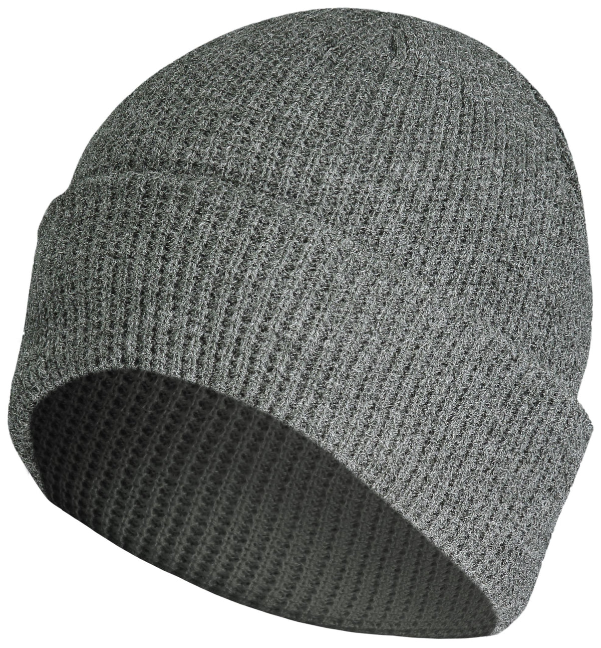 Waffle Knit Cuff Beanie - Graphite