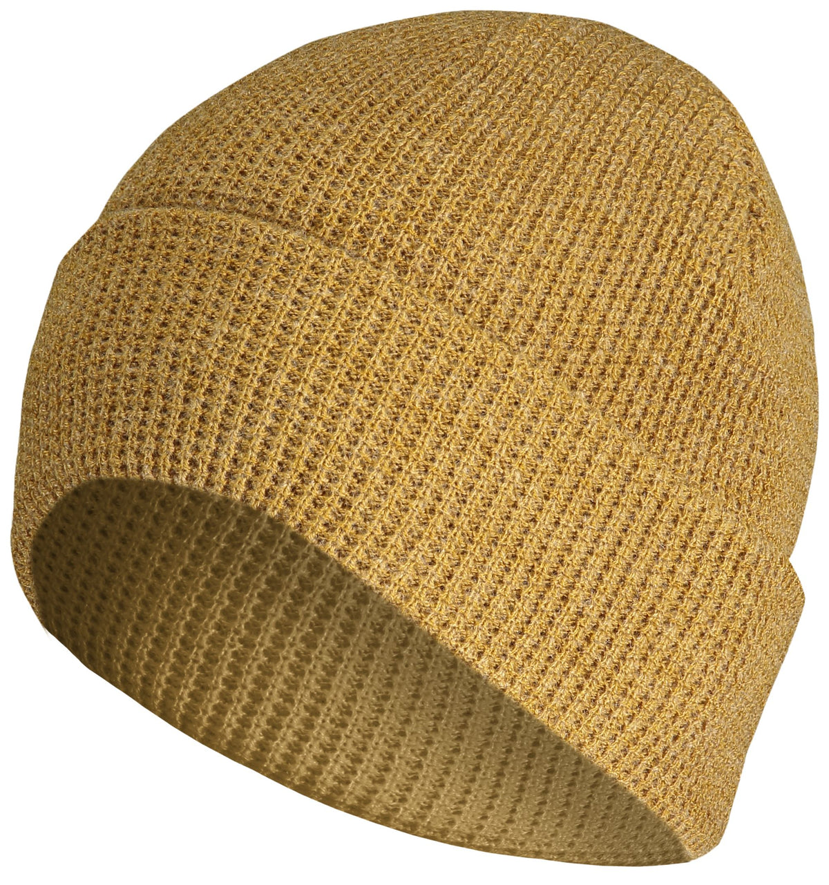 Waffle Knit Cuff Beanie - Caramel
