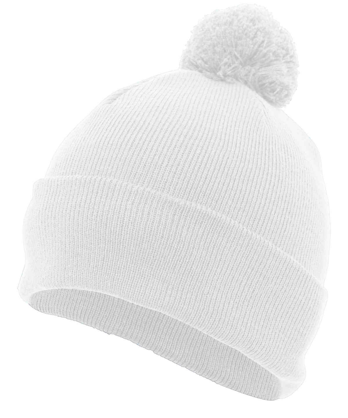 Knit Fold Over Pom-Pom Beanie - White