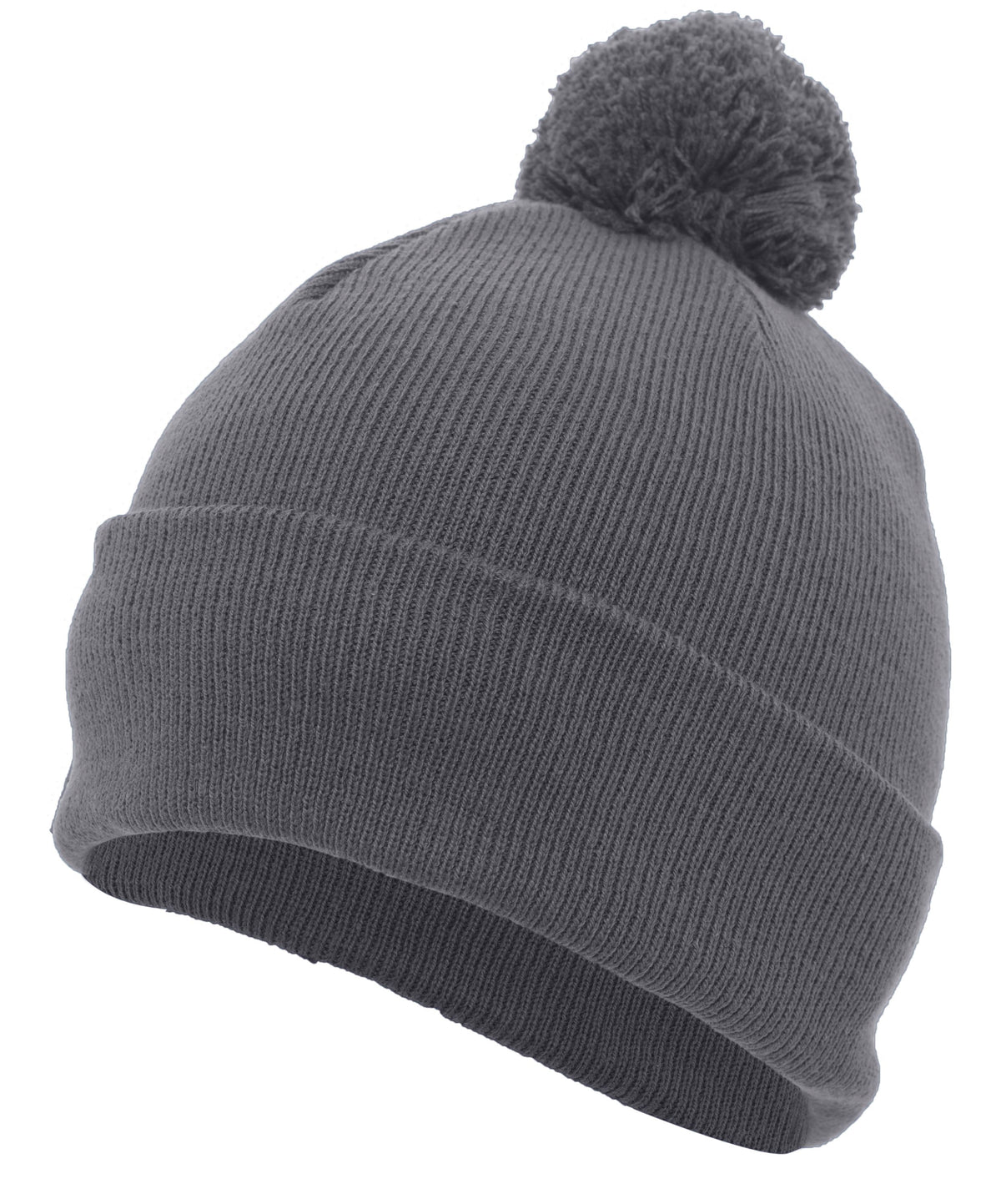 Knit Fold Over Pom-Pom Beanie - Graphite