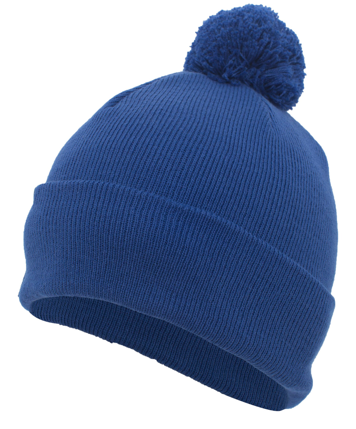Knit Fold Over Pom-Pom Beanie - Royal