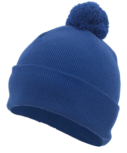 Knit Fold Over Pom-Pom Beanie - Royal