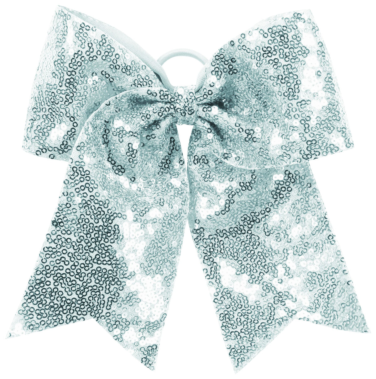 Sequin Cheer Hair Bow - Silver Grey