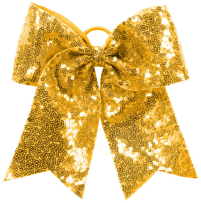 Sequin Cheer Hair Bow - Gold