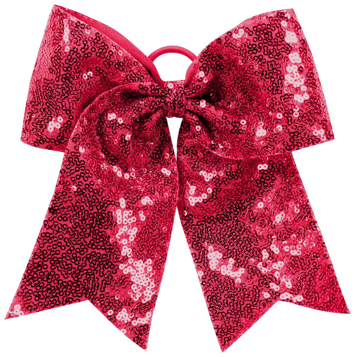 Sequin Cheer Hair Bow - Red