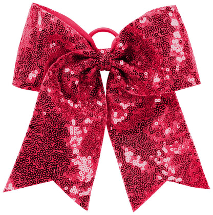 Sequin Cheer Hair Bow - Red