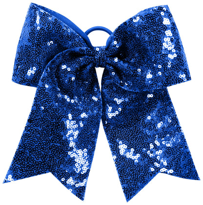 Sequin Cheer Hair Bow - Navy