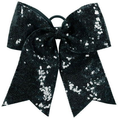 Sequin Cheer Hair Bow - Black