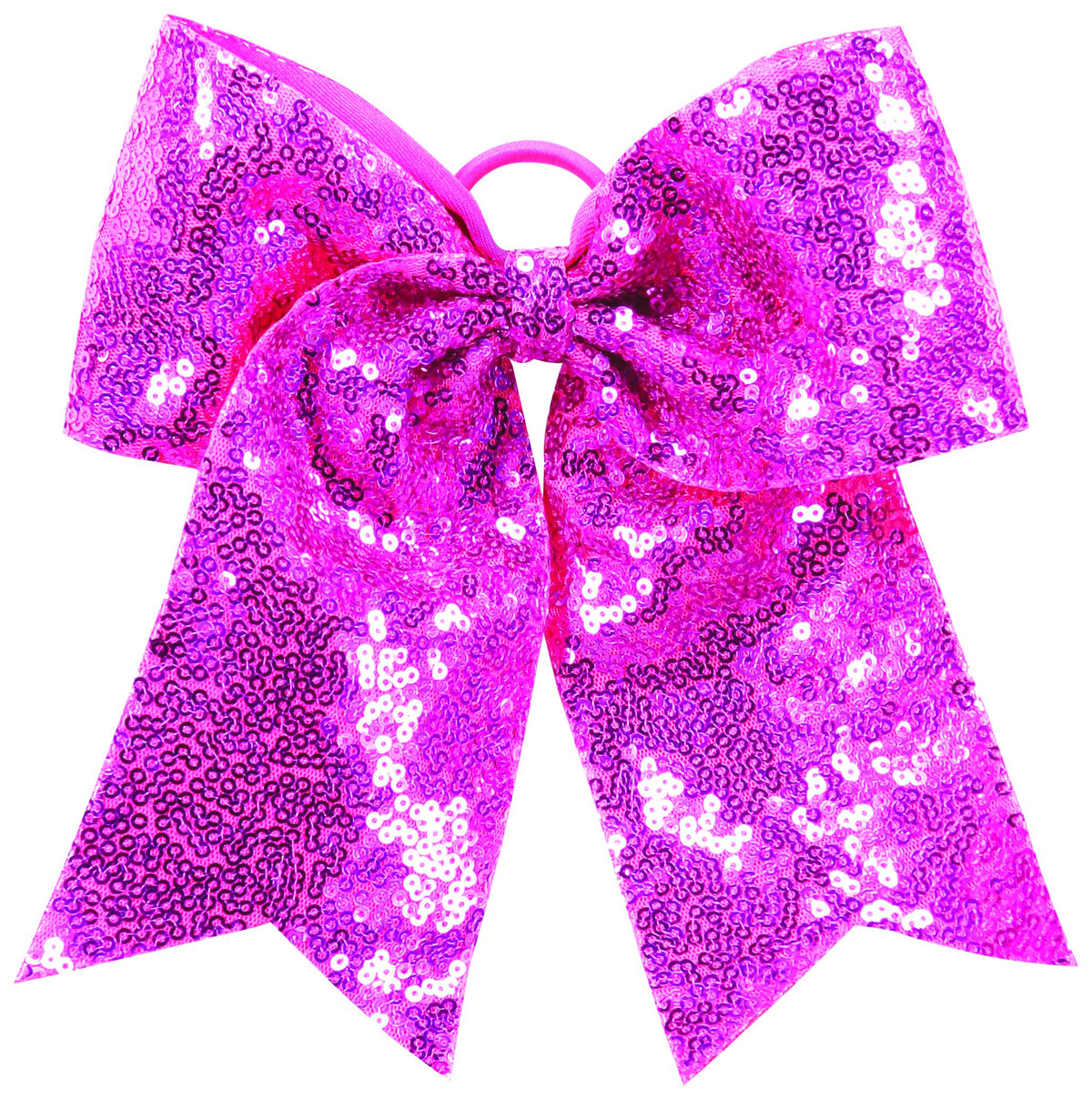 Sequin Cheer Hair Bow - Power Pink