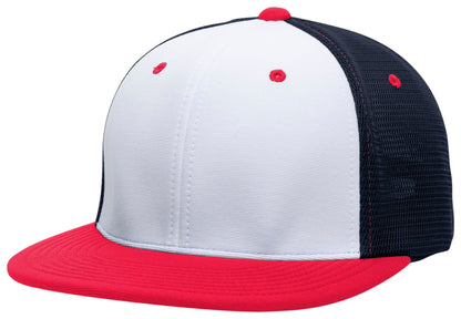 Premium M2 Performance Trucker Flexfit® Cap - White/Navy/Red