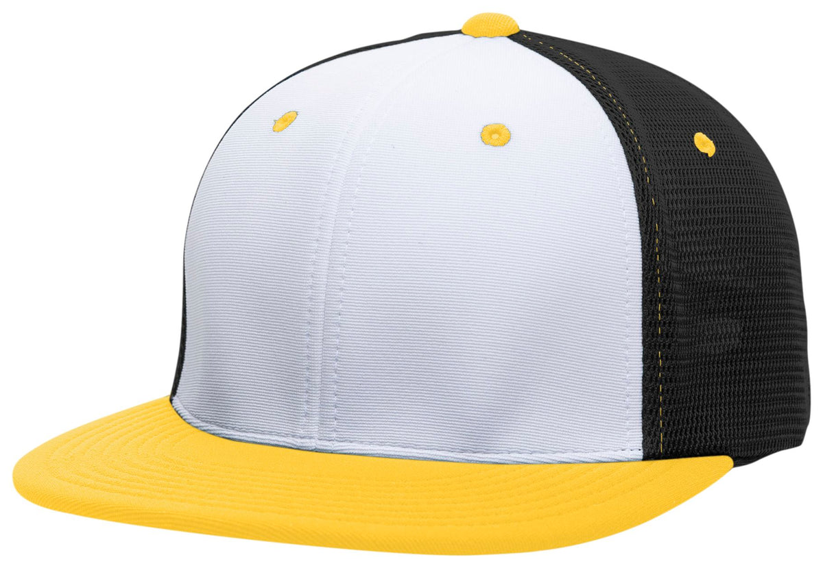 Premium M2 Performance Trucker Flexfit® Cap - White/Black/Gold