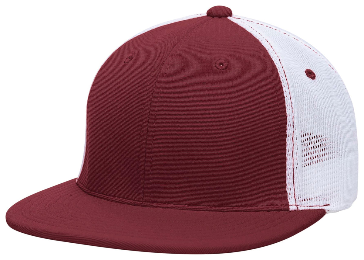 Premium M2 Performance Trucker Flexfit® Cap - Maroon/White/Maroon