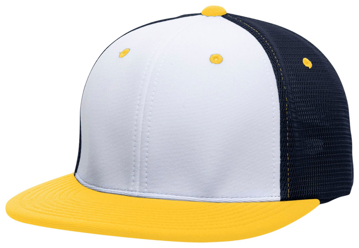 Premium M2 Performance Trucker Flexfit® Cap - White/Navy/Gold