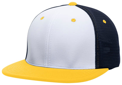 Premium M2 Performance Trucker Flexfit® Cap - White/Navy/Gold