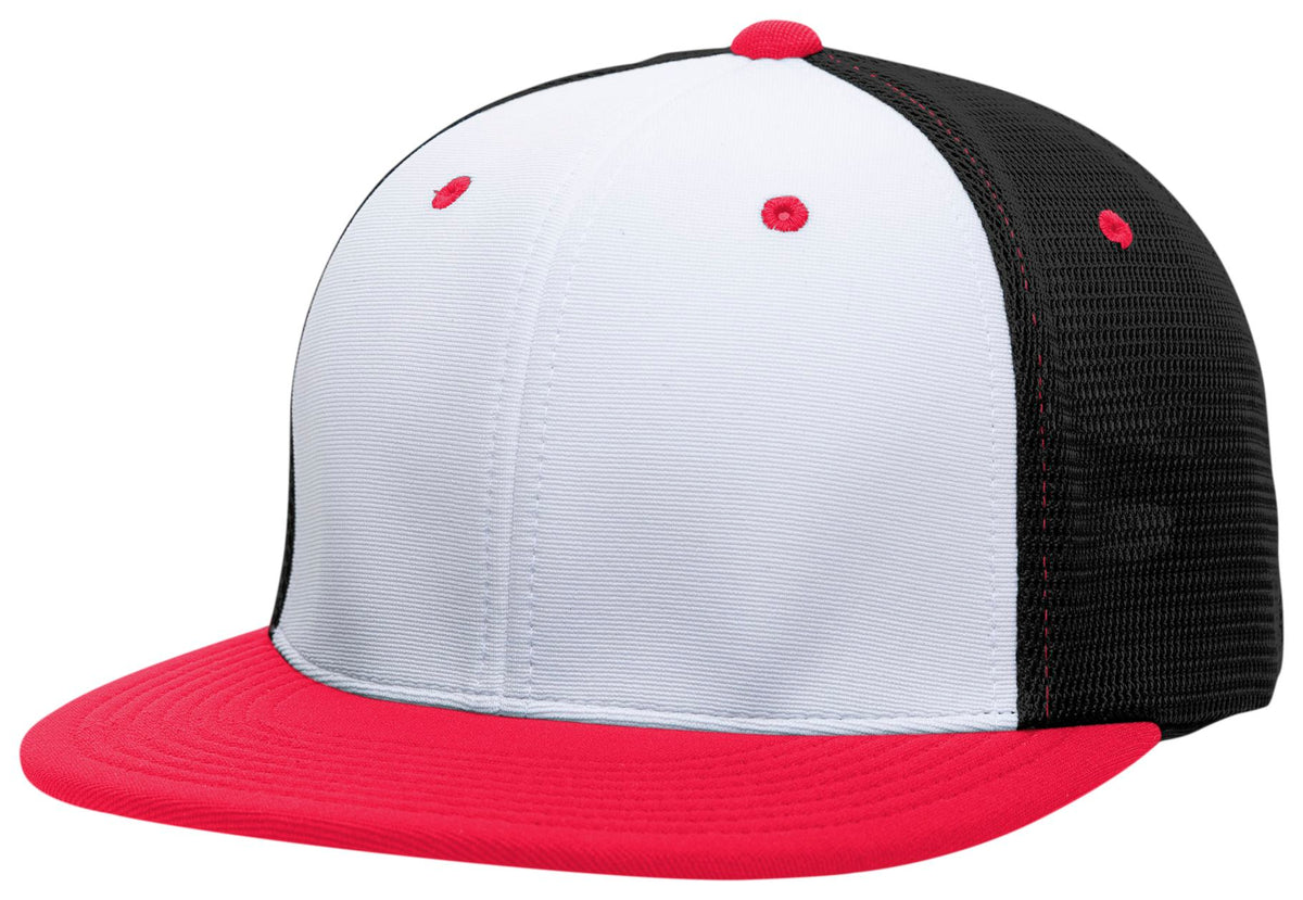 Premium M2 Performance Trucker Flexfit® Cap - White/Black/Red