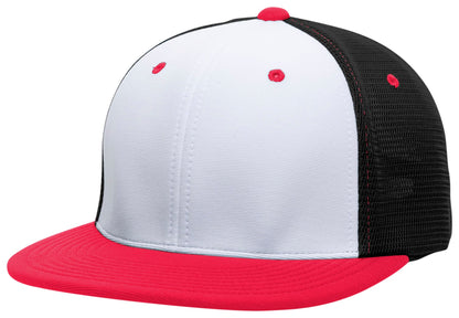 Premium M2 Performance Trucker Flexfit® Cap - White/Black/Red
