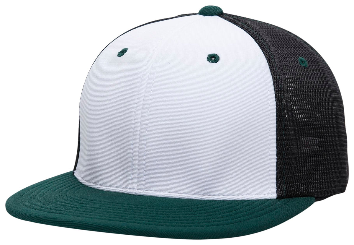 Premium M2 Performance Trucker Flexfit® Cap - White/Black/Dark Green