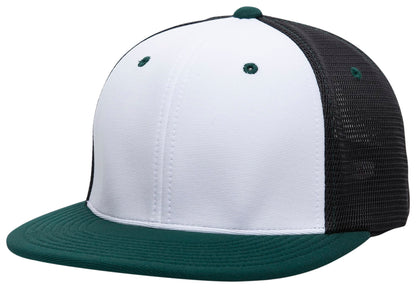 Premium M2 Performance Trucker Flexfit® Cap - White/Black/Dark Green