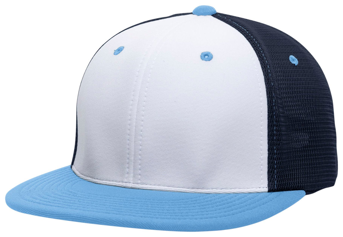 Premium M2 Performance Trucker Flexfit® Cap - White/Navy/Columbia Blue