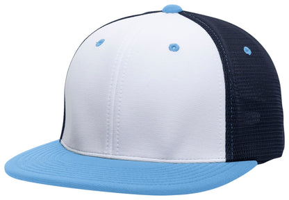 Premium M2 Performance Trucker Flexfit® Cap - White/Navy/Columbia Blue