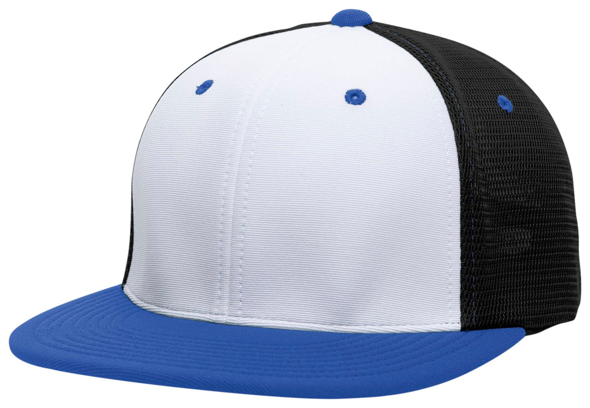 Premium M2 Performance Trucker Flexfit® Cap - White/Black/Royal