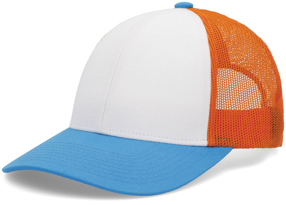 Low-Pro Trucker Cap - White/Neon Orange/Panther Teal