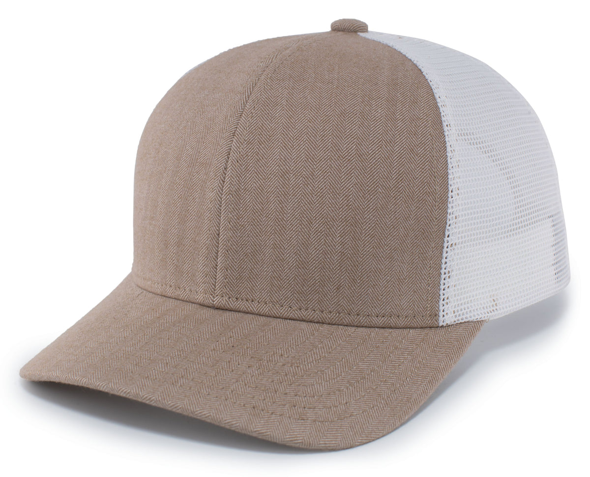 Herringbone Trucker Cap - Khaki/White/Khaki