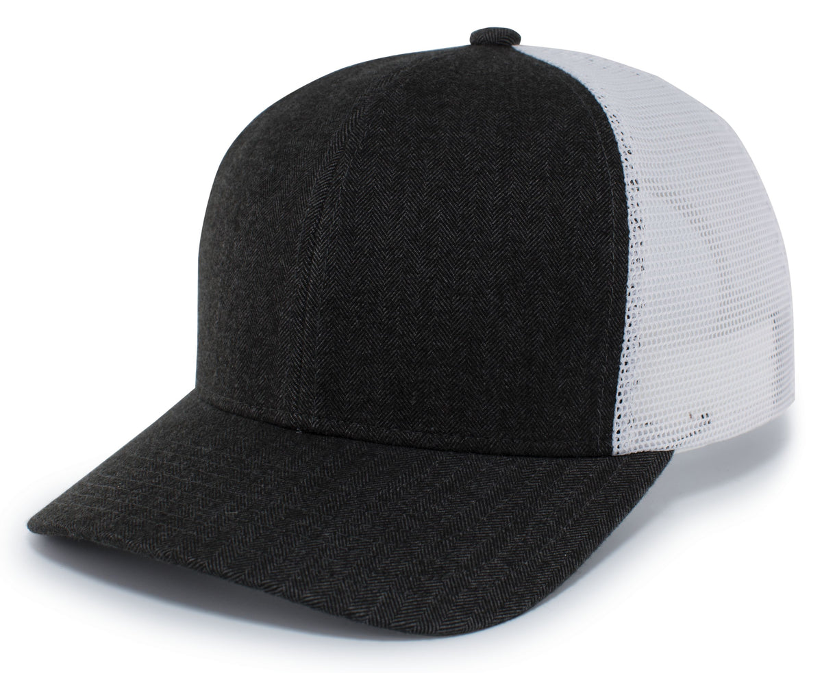 Herringbone Trucker Cap - Lt Charcoal/White/Lt Charcoal