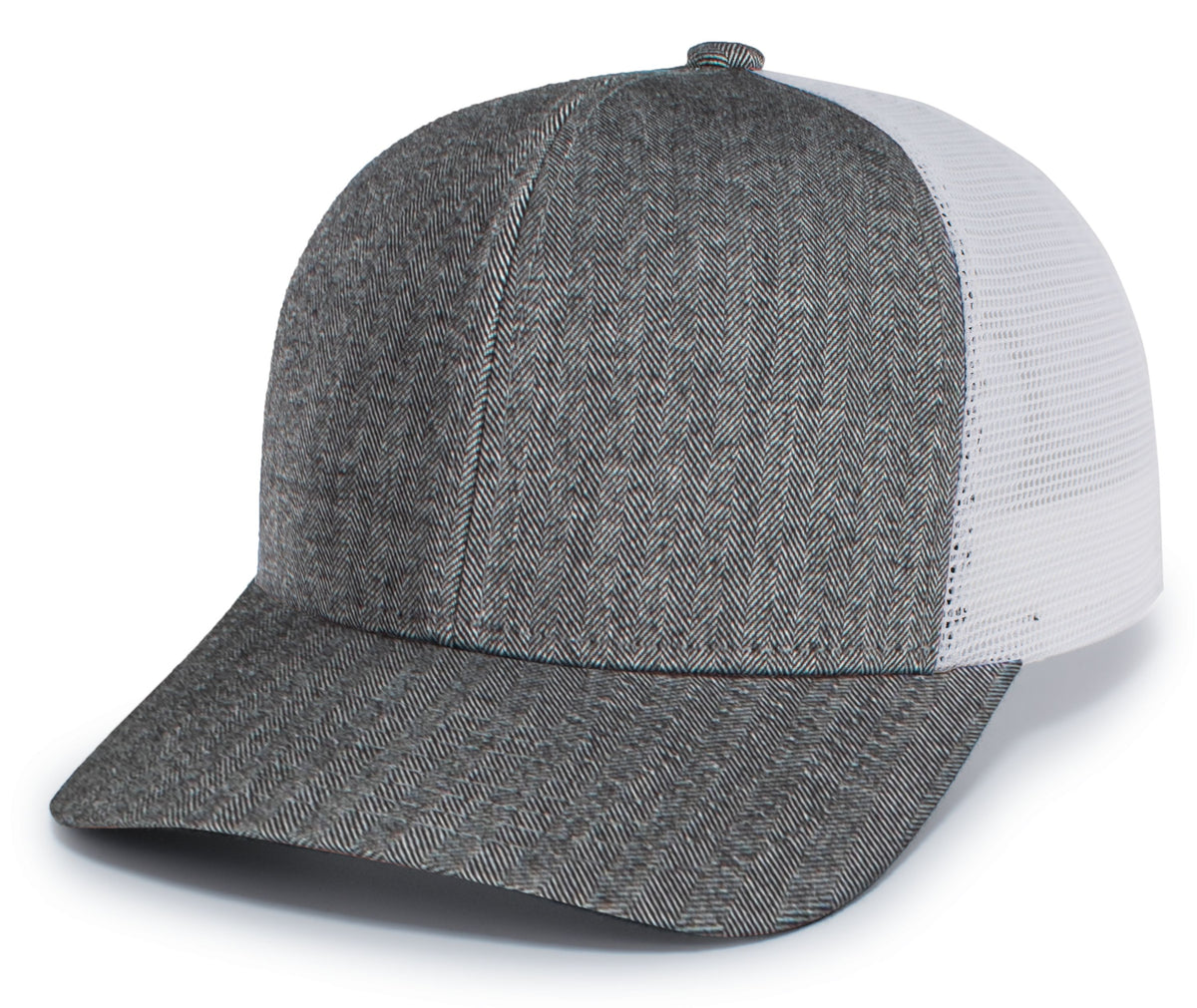 Herringbone Trucker Cap - Light Grey/White/Light Grey