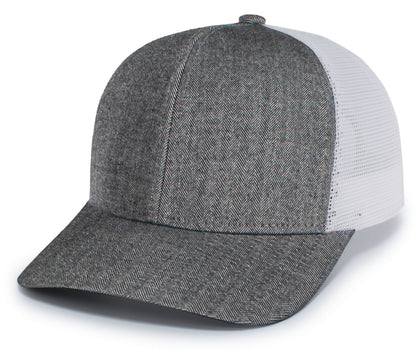 Herringbone Trucker Cap - Light Grey/White/Light Grey