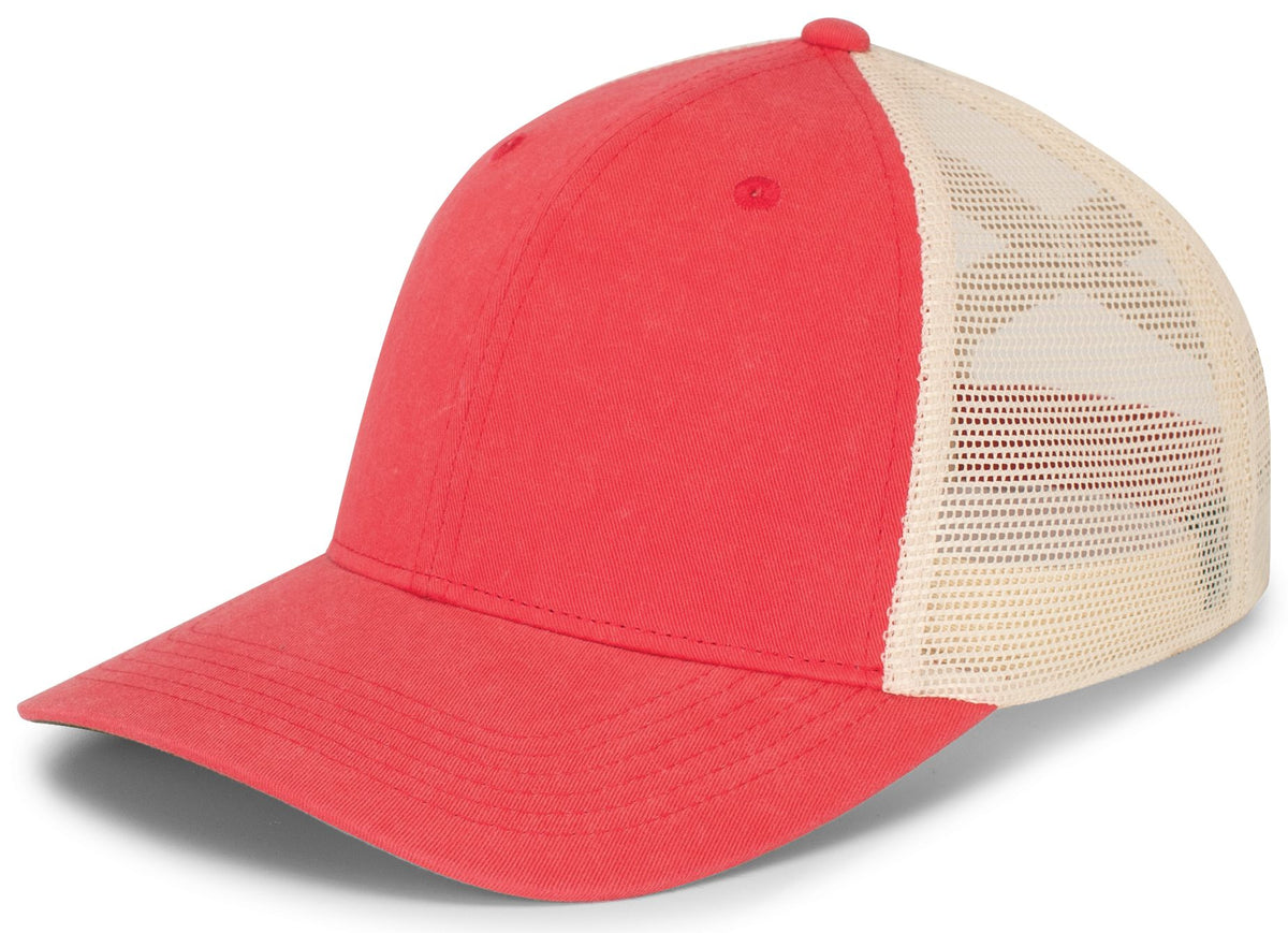 Ladies Ponytail Cap - Coral/Beige/Coral