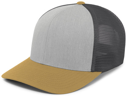 Trucker PacFlex Snapback Cap - Heather Grey/Lt Charcoal/Amber