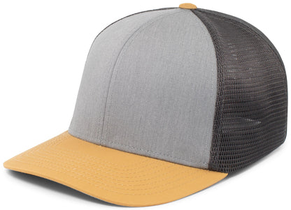 Fusion Trucker Cap - Heather Grey/Lt Charcoal/Amber