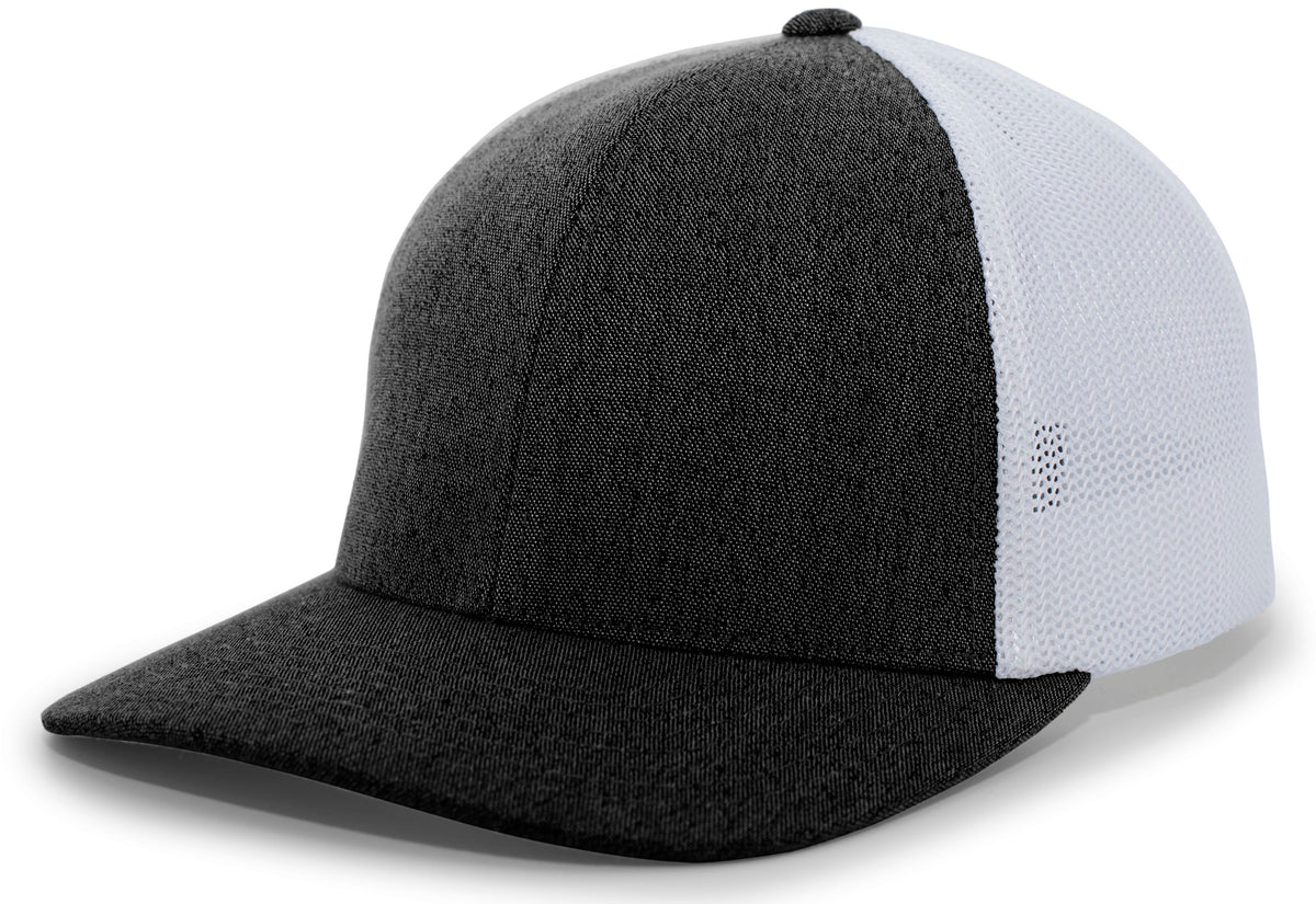 Heather Trucker PacFlex Cap - Black Heather/White