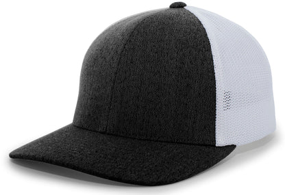 Heather Trucker PacFlex Cap - Black Heather/White