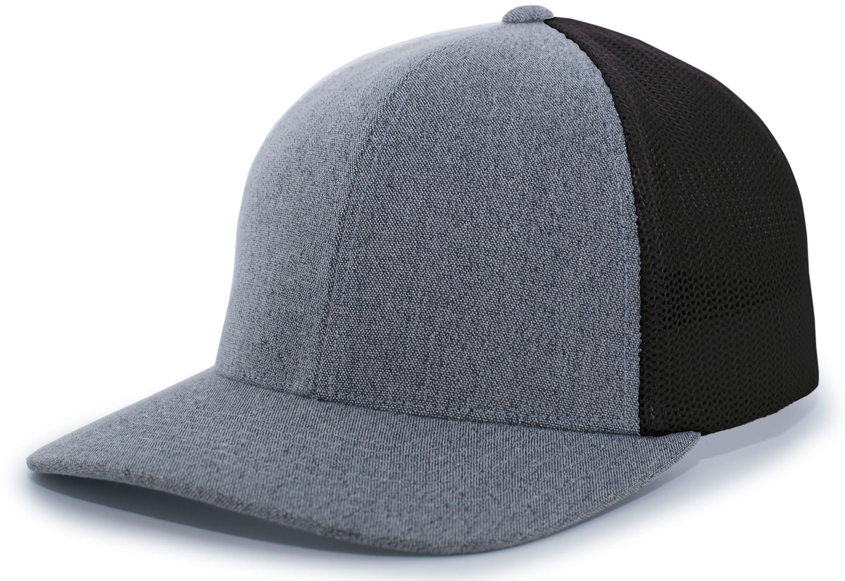 Heather Trucker PacFlex Cap - Grey Heather/Black