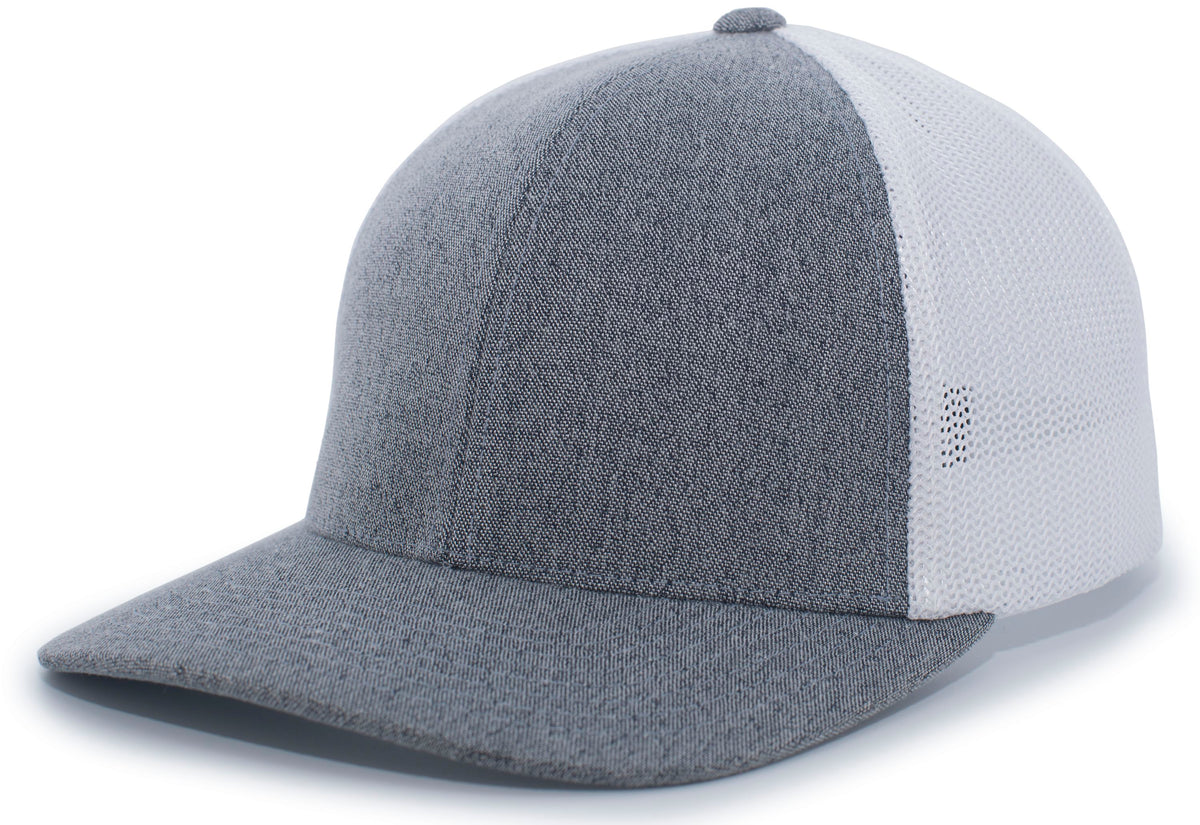 Heather Trucker PacFlex Cap - Grey Heather/White