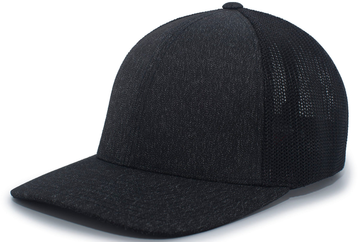 Heather Trucker PacFlex Cap - Black Heather/Black