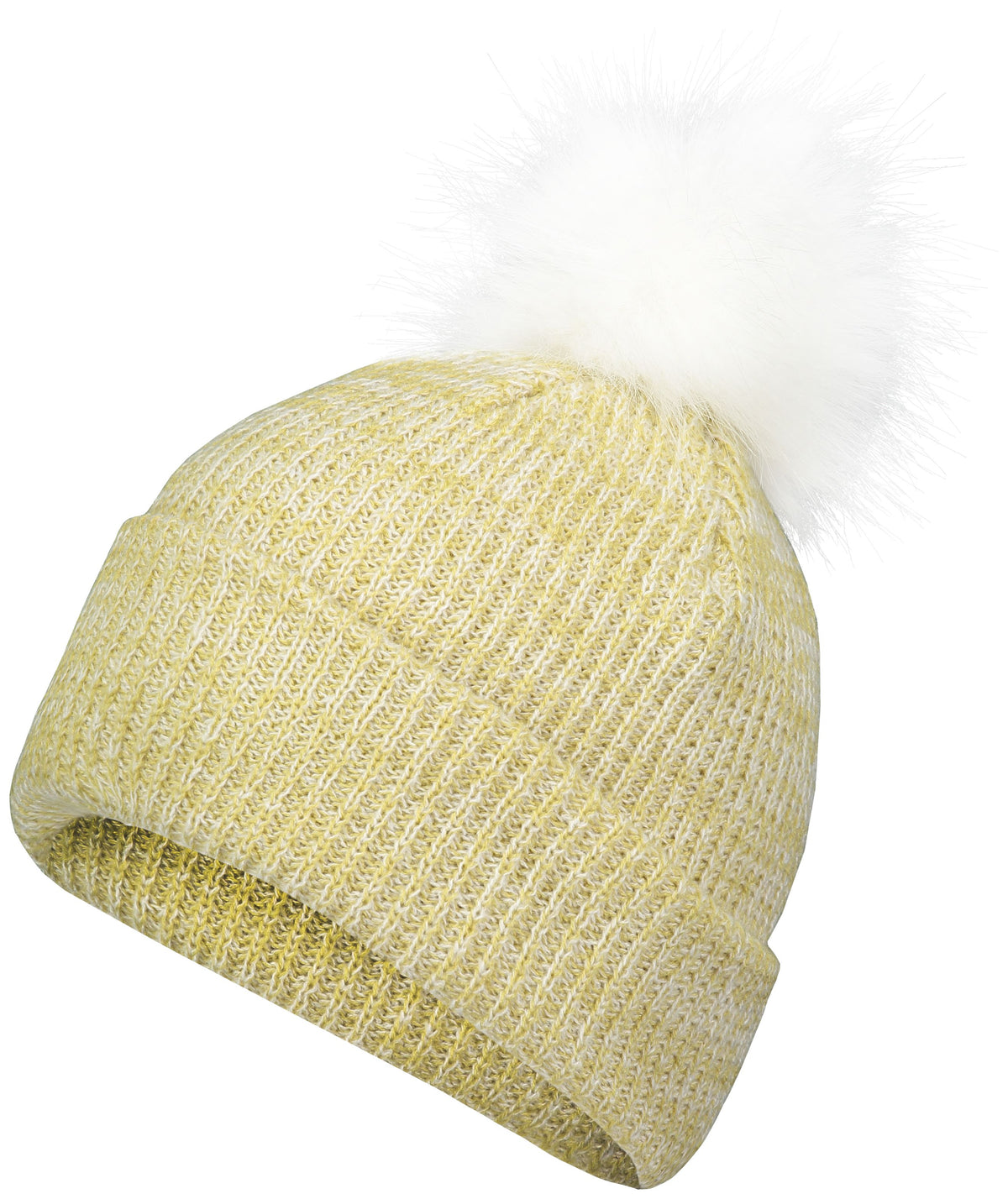 Faux Fur Pom Beanie - Vegas Gold/White