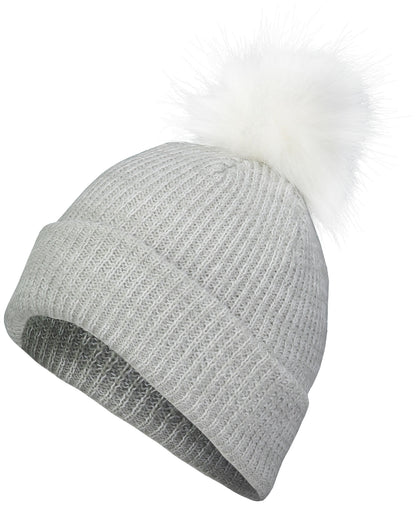 Faux Fur Pom Beanie - Silver/White