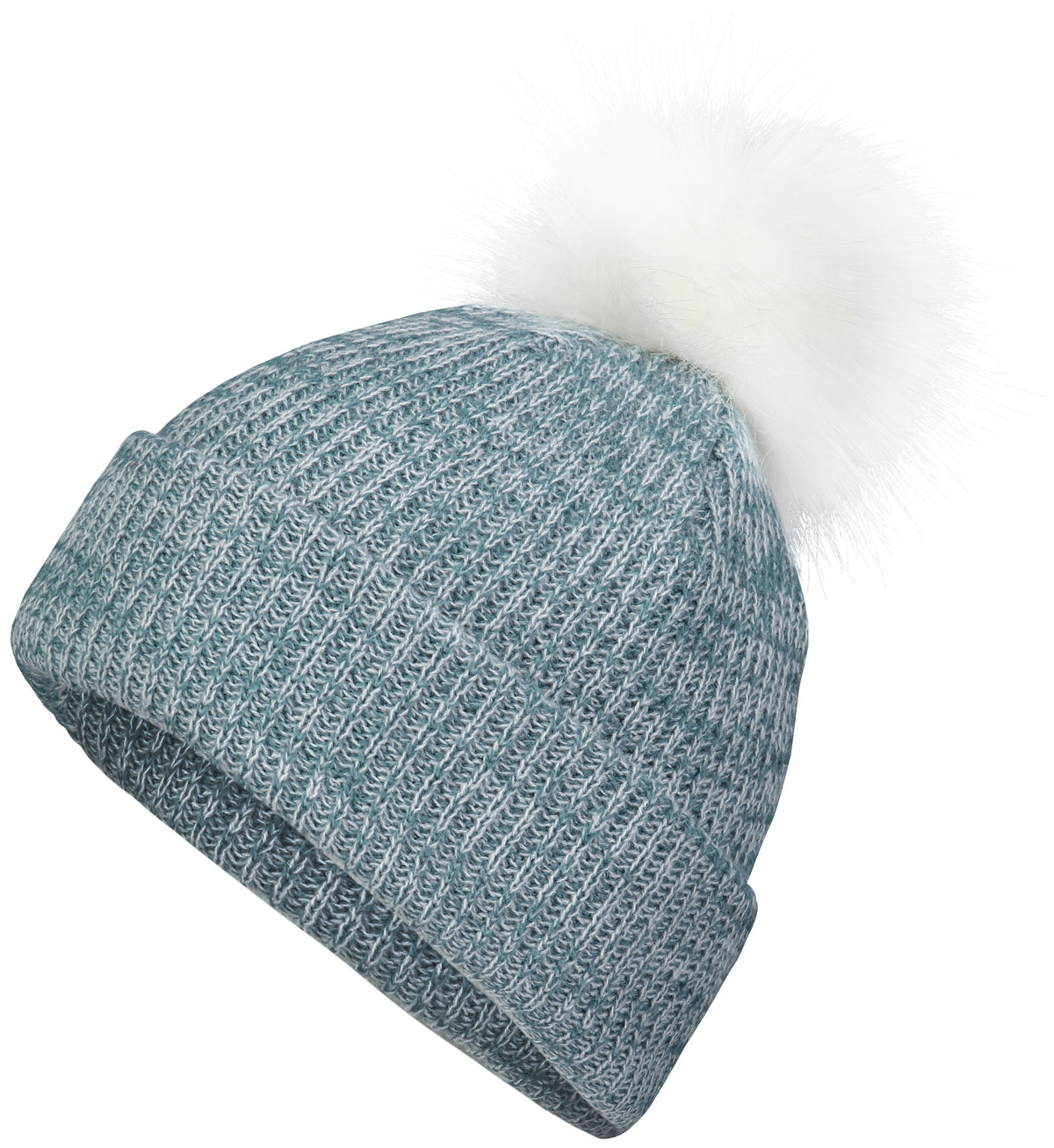 Faux Fur Pom Beanie - Storm/White