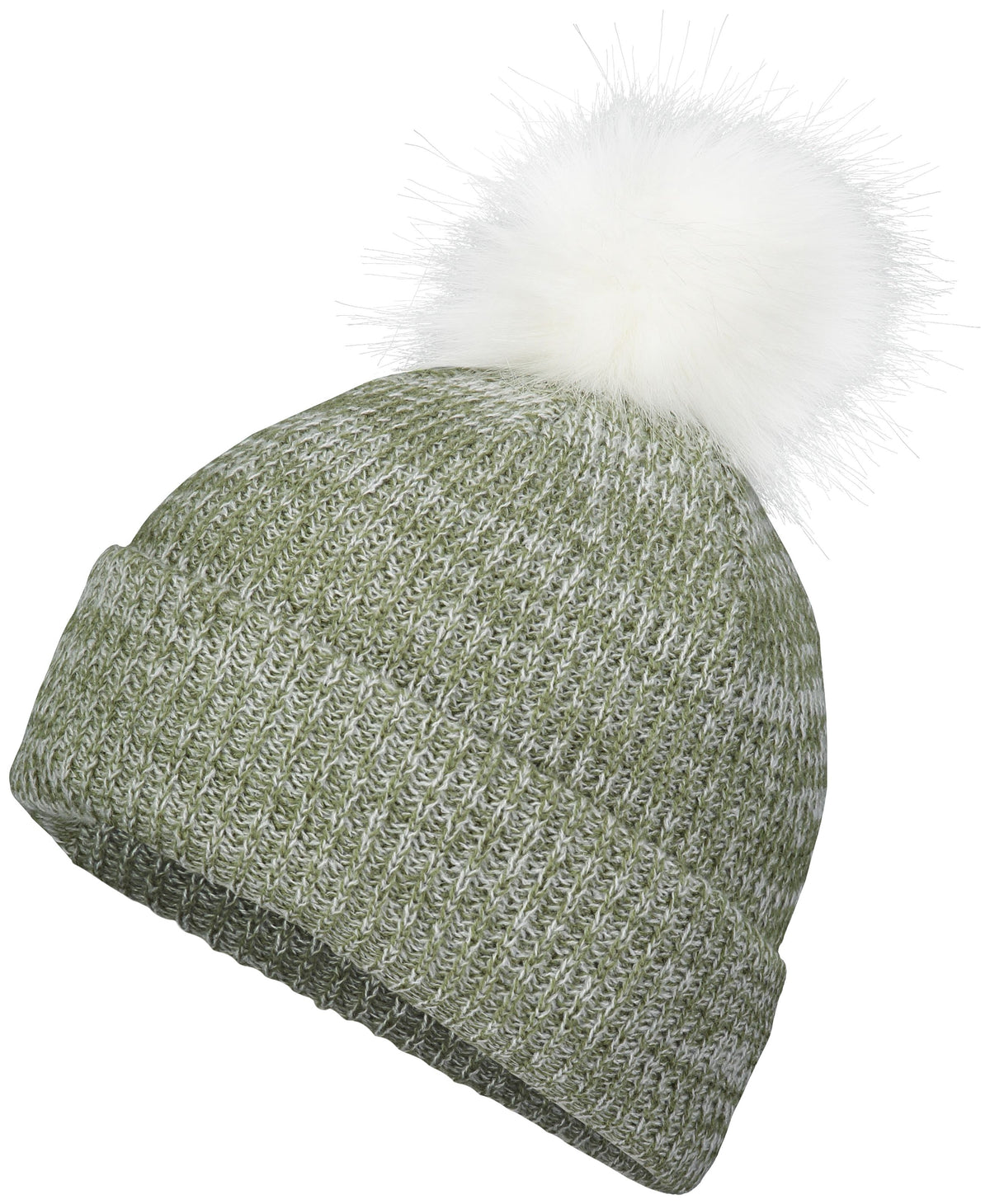 Faux Fur Pom Beanie - Loden/White