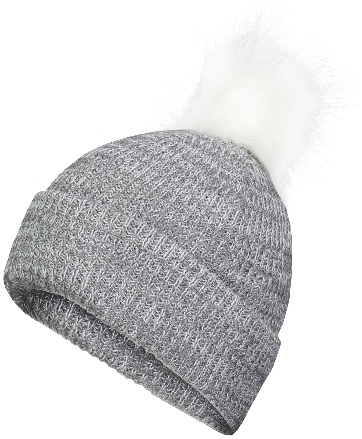 Faux Fur Pom Beanie - Graphite/White