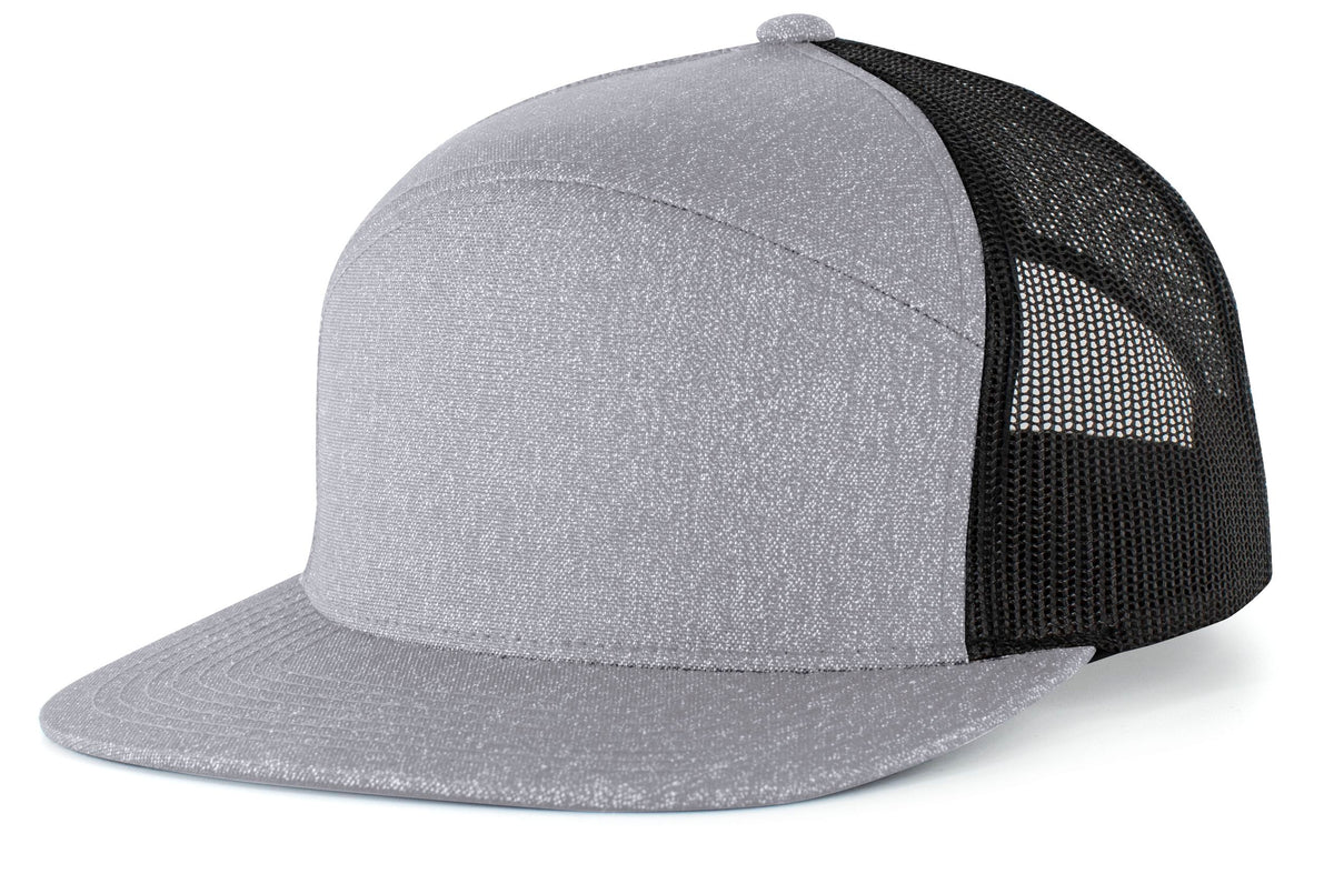 Heather 6-Panel Arch Trucker Snapback Cap - Grey Heather/Black