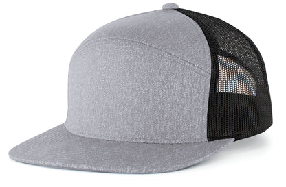 Heather 6-Panel Arch Trucker Snapback Cap - Grey Heather/Black