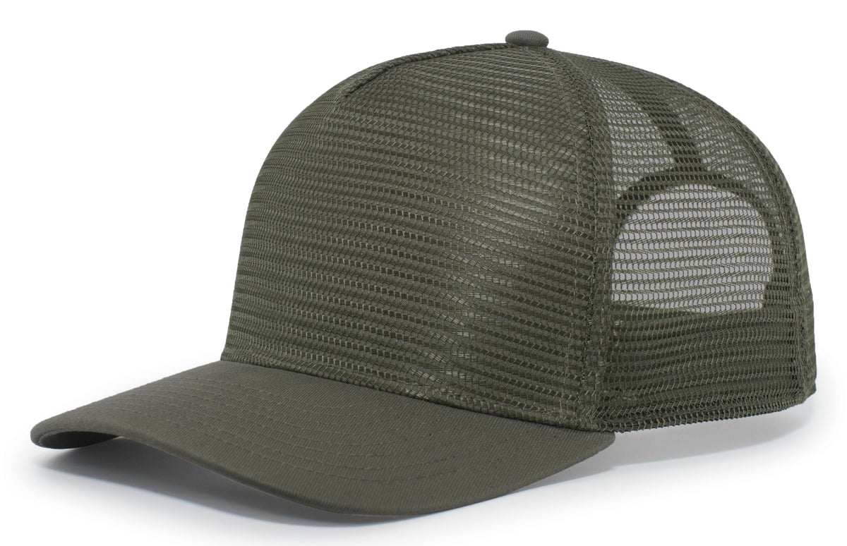 5-Panel Mesh Overlay Trucker Snapback - Loden