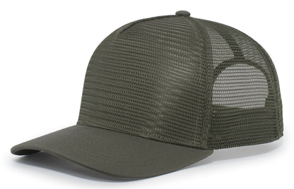 5-Panel Mesh Overlay Trucker Snapback - Loden