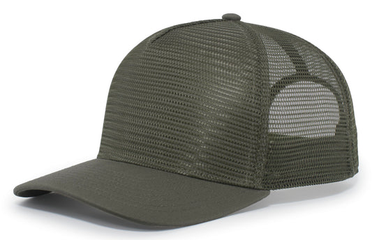 5-Panel Mesh Overlay Trucker Snapback - Loden