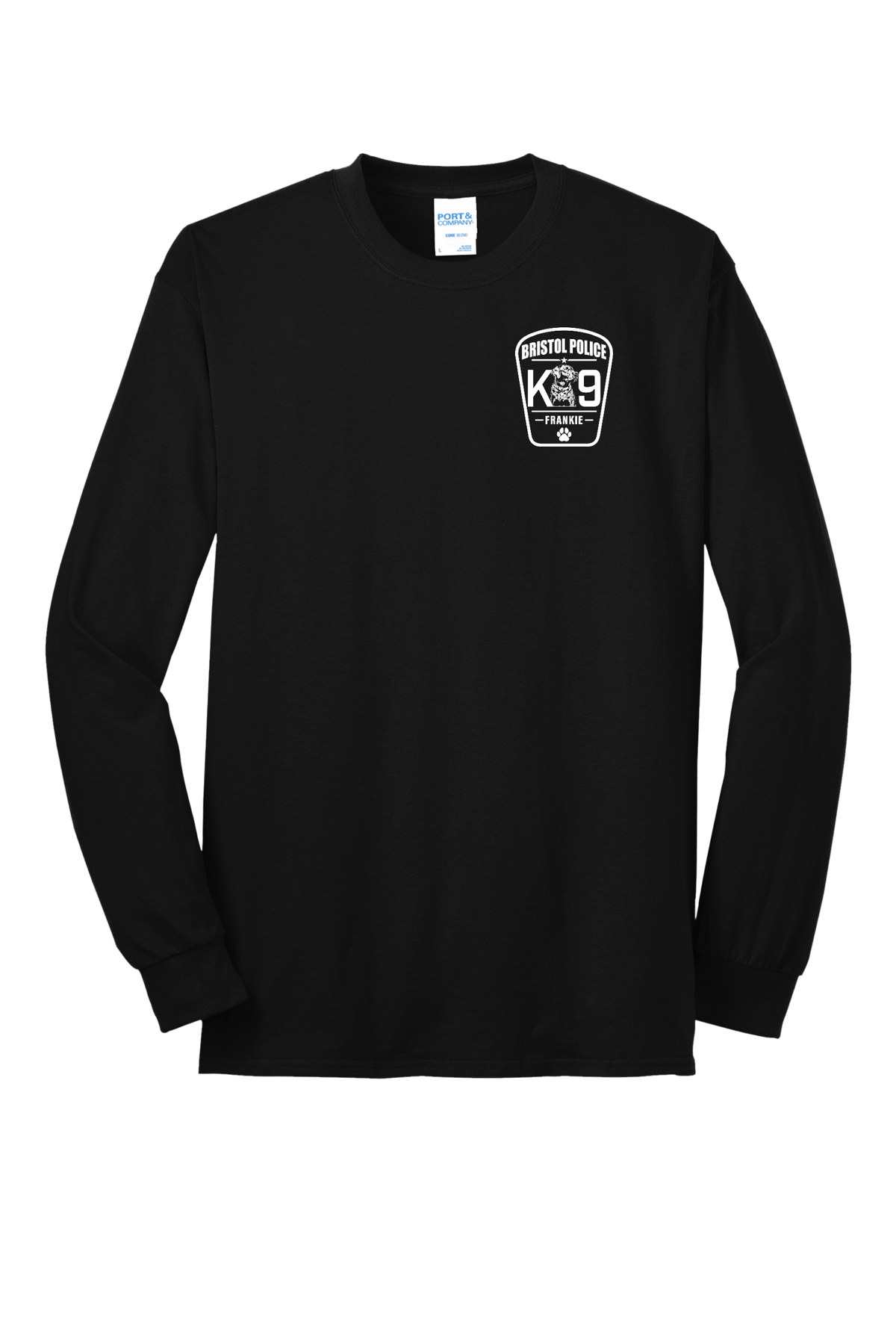 K9 Frankie Long Sleeve Core Blend T-shirt -Black (White Print)