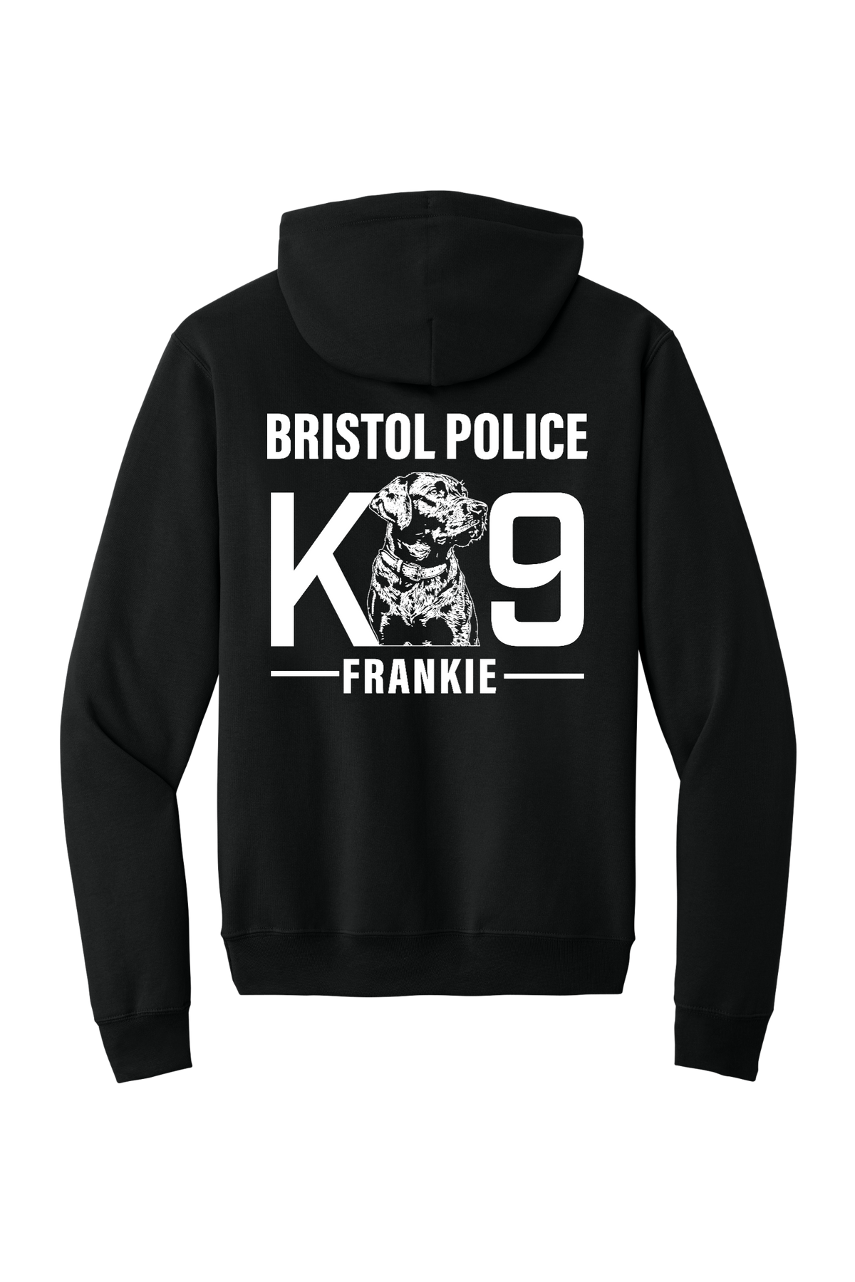 K9 Frankie Core Fleece Pullover Hooded Sweatshirt -Black (White Print)